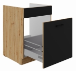 Szafka pod zlew z szufladą MILO 60cm Czarny i Dąb Artisan