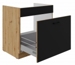 Szafka pod zlew z szufladą MILO 80cm Czarny i Dąb Artisan