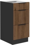 Szafka kuchenna dolna 3 szuflady 40cm MONA - Orzech Okapi i Czarny 