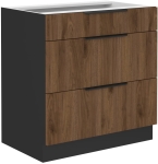 Szafka kuchenna dolna z 3 szufladami 80cm MONA - Orzech Okapi Czarny 