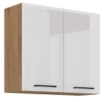 Wisząca szafka 2-drzwiowa 80x72cm WIGO - Dąb Lancelot i Biały połysk