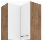 Wisząca szafka narożna 60x72cm 90° WIGO - Dąb Lancelot i Biały połysk
