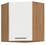 Wisząca narożna szafka kuchenna 60x72cm 45° WIGO - Dąb Lancelot i Biały Połysk