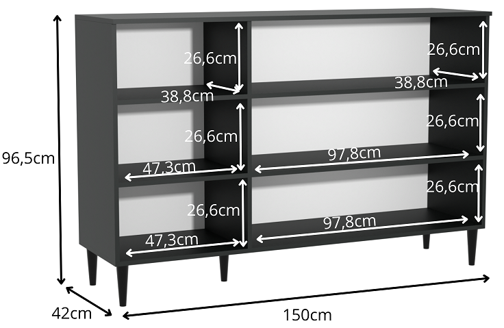 Komoda Mileno3D Biel wymiar