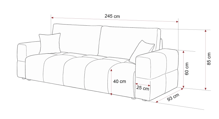Bruno Sofa Centaur15 wymiar