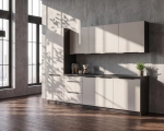 Meble kuchenne ARA 5 z blatem 260cm - Kaszmir i Czarny