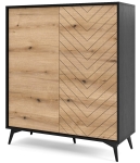 Dwudrzwiowa wysoka komoda frez ALBERO dwukolorowa