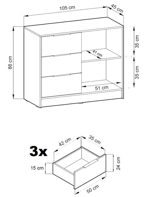Komoda ARAN 1d3s wymiary