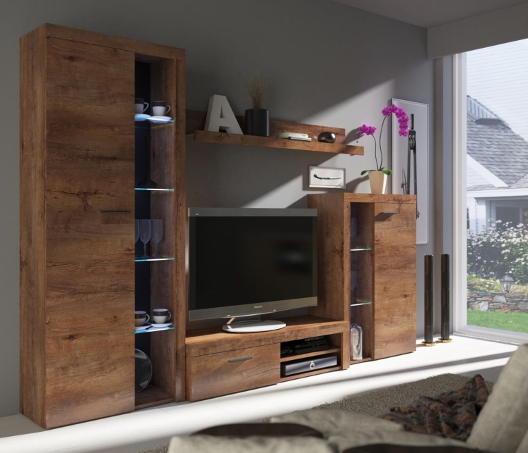 Meblościanka RABBIA - Dąb Lefkas - aranżacja