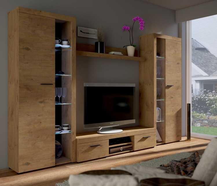 Meblościanka RABBIA XL - Dąb Lefkas - aranżacja