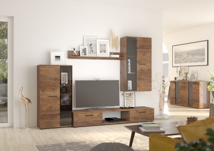 b1aMeblościanka Salvia - Dąb Lefkas - aranżacja