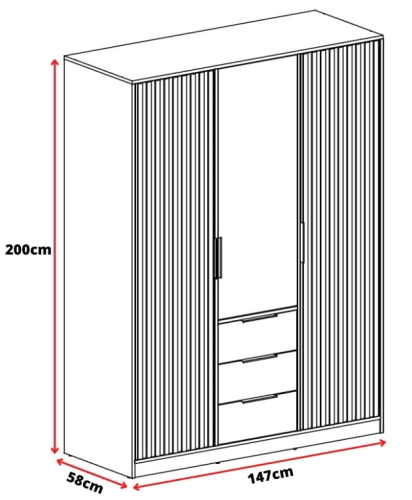 Szafa BISCO 3D - Biała - wymiary