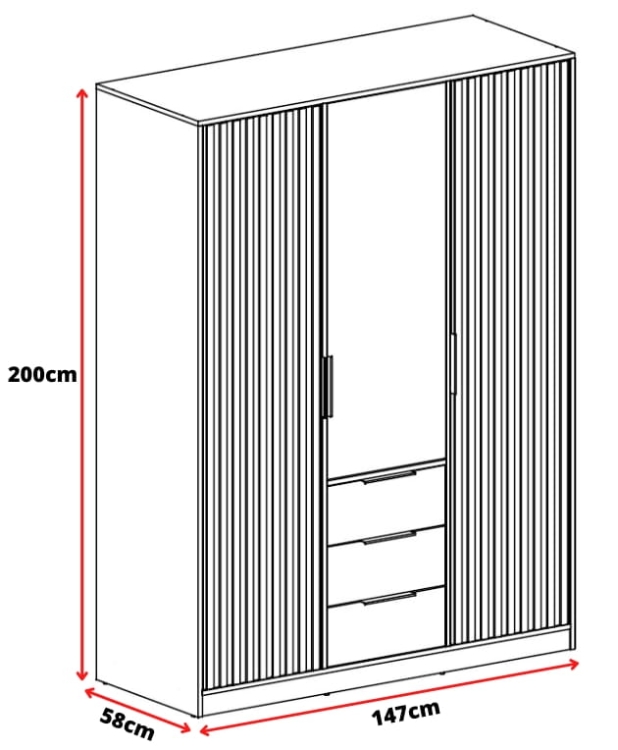 Szafa BISCO 3D - Biała - wymiary