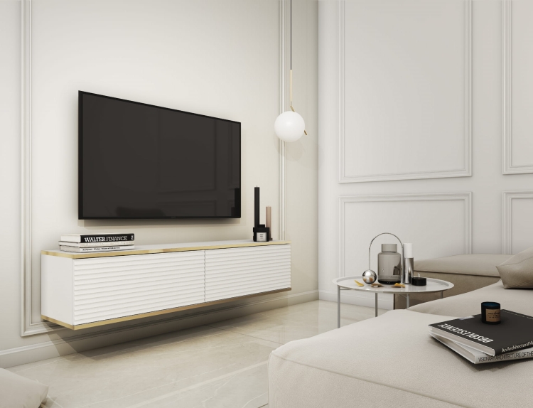 Szafka rtv OZO 135cm MDF - Biała aranzacja