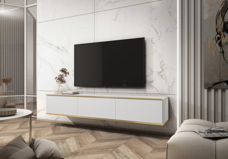 Szafka rtv OZO 175 cm - biel aranzacja