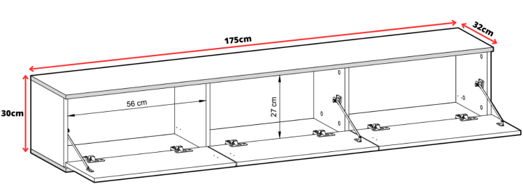 Szafka rtv OZO 175 cm - wymiary
