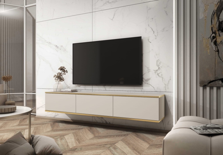 Szafka rtv OZO 175cm - bezowa aranzacja