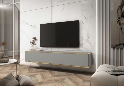 szafka rtv OZO 175cm - szara aranzacja