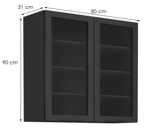Przeszklona czarna 80GS90