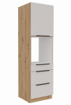 Wysoka zabudowa piekarnika z szufladami  SANA - Kaszmir i Dąb Artisan